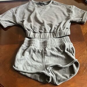 2 piece gray short set